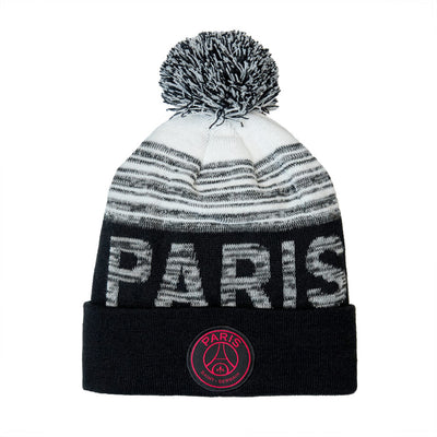 Paris Saint-Germain Black & Grey Pom Beanie
